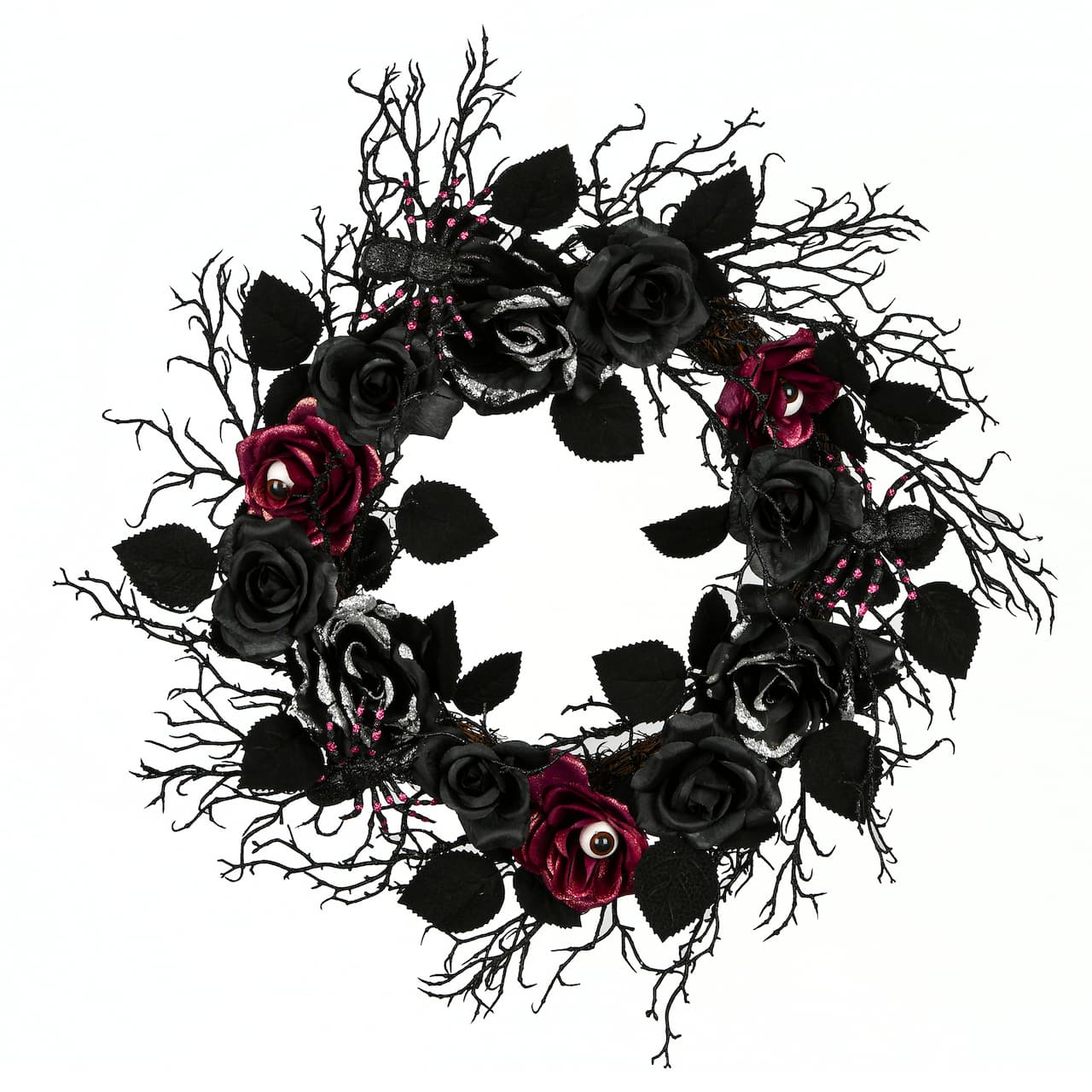 22&#x22; Black Halloween Rose Wreath